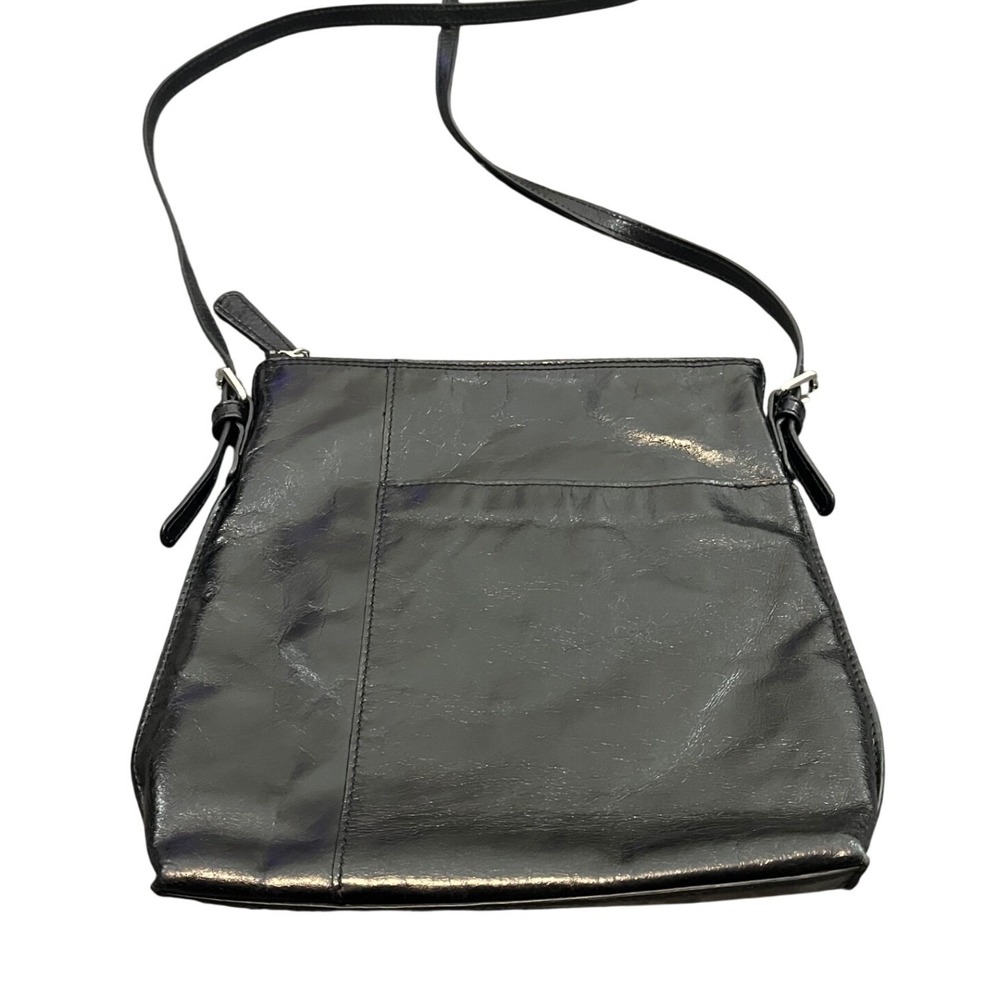 HOBO The Original Crossbody Bag Womens OS Black Leather Slim Zip Messenger Purse